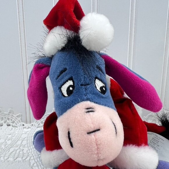 Disney Christmas Santa Eeyore Plush Toy With Red Santa Outfit & Sack Stuffed - Picture 8 of 11